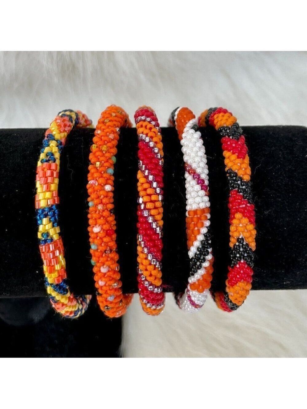 HAND CRAFTED in Nepal Beaded Bracelets
 (set of 5) #621